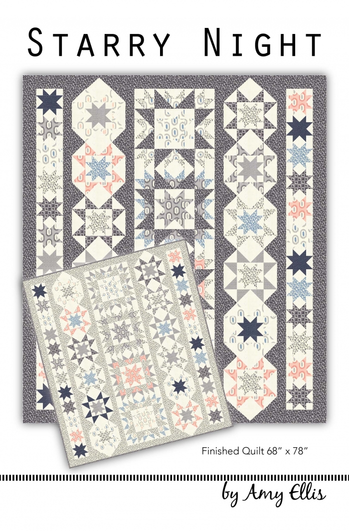 Starry Night - A fun star row quilt pattern by Amy Ellis #showmethemoda - AmysCreativeSide.com