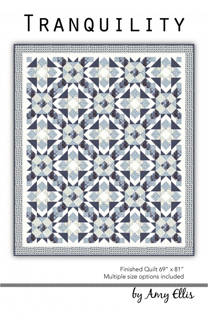 Tranquility - Indigo and soft blues featured in this Serenity quilt pattern by Amy Ellis #showmethemoda - AmysCreativeSide.com