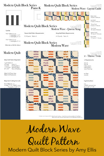 Modern Wave Quilt Pattern by Amy Ellis part of the Modern Quilt Block Series